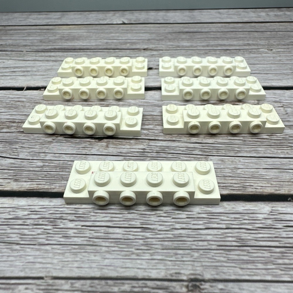 87609 LEGO Parts‎ Plate Modified 2x6x2/3 w/ 4 Studs on Side WHITE QTY 7